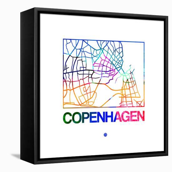 Copenhagen Watercolor Street Map-NaxArt-Framed Stretched Canvas