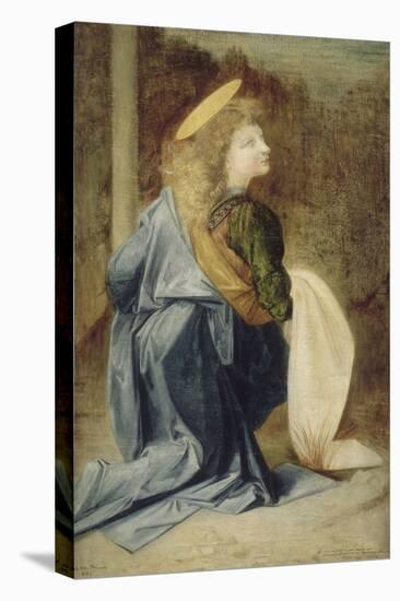 Copie d'après Verrocchio : détail d'un ange dans le baptême du Christ (Florence, Offices)-Andrea del Verrocchio-Stretched Canvas