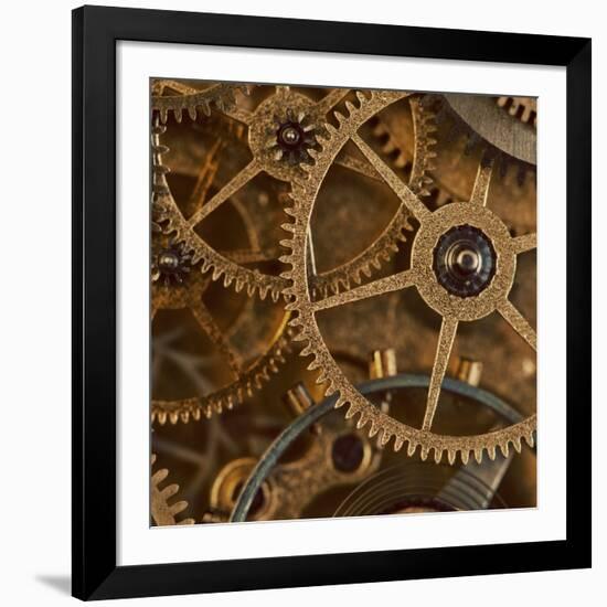 Copper Cogs Close up 01-Tom Quartermaine-Framed Giclee Print