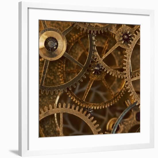 Copper Cogs Close up 02-Tom Quartermaine-Framed Giclee Print