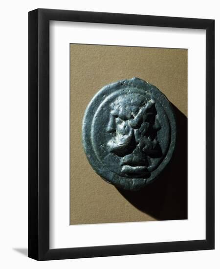 Copper Coin Bearing Image of Janus in Relief, Roman Coins-null-Framed Premium Giclee Print