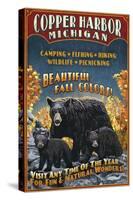 Copper Harbor, Michigan - Black Bears-Lantern Press-Stretched Canvas