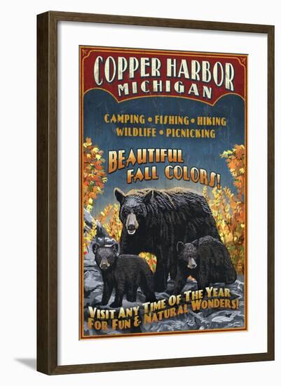 Copper Harbor, Michigan - Black Bears-Lantern Press-Framed Art Print