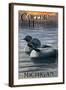 Copper Harbor, Michigan - Loon Family-Lantern Press-Framed Art Print