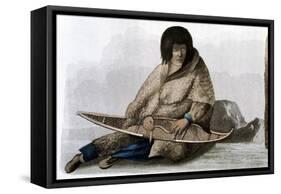 Copper Indian Girl Mending Snow Shoe, 1823-John Franklin-Framed Stretched Canvas