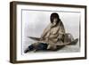 Copper Indian Girl Mending Snow Shoe, 1823-John Franklin-Framed Giclee Print