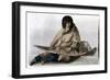 Copper Indian Girl Mending Snow Shoe, 1823-John Franklin-Framed Giclee Print