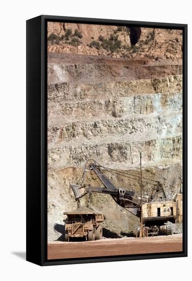 Copper Mine Excavator And Truck-Arno Massee-Framed Stretched Canvas