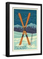 Copper Mountain, Colorado - Crossed Skis-Lantern Press-Framed Art Print