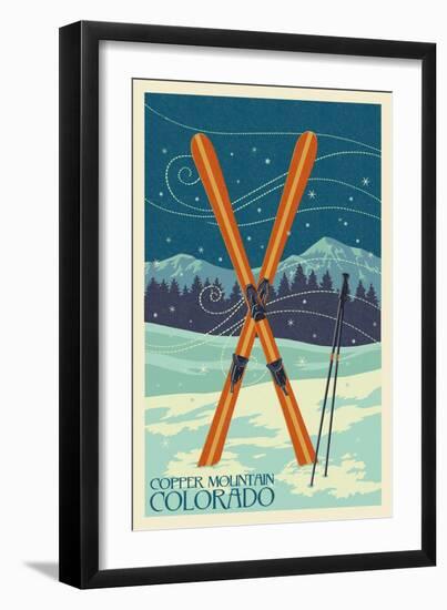 Copper Mountain, Colorado - Crossed Skis-Lantern Press-Framed Art Print
