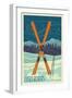 Copper Mountain, Colorado - Crossed Skis-Lantern Press-Framed Art Print