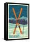 Copper Mountain, Colorado - Crossed Skis-Lantern Press-Framed Stretched Canvas