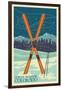 Copper Mountain, Colorado - Crossed Skis-Lantern Press-Framed Art Print