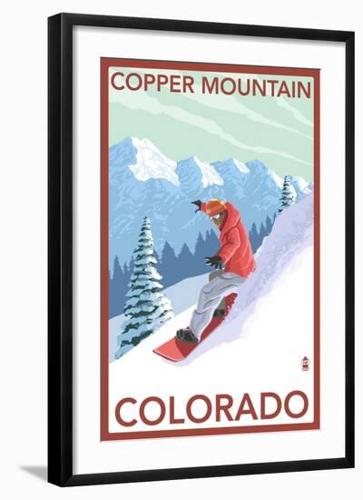 Copper Mountain, Colorado - Downhill Snowboarder-Lantern Press-Framed Art Print