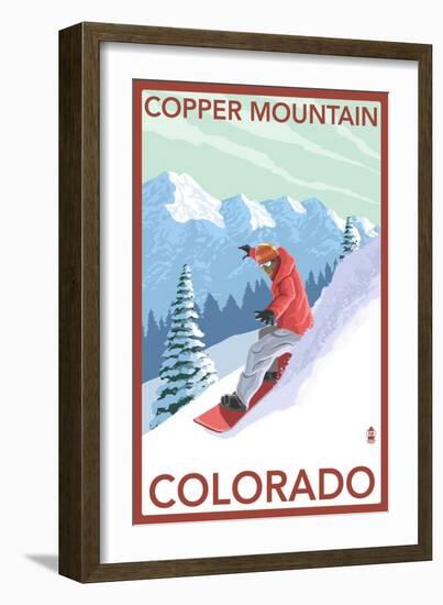 Copper Mountain, Colorado - Downhill Snowboarder-Lantern Press-Framed Art Print