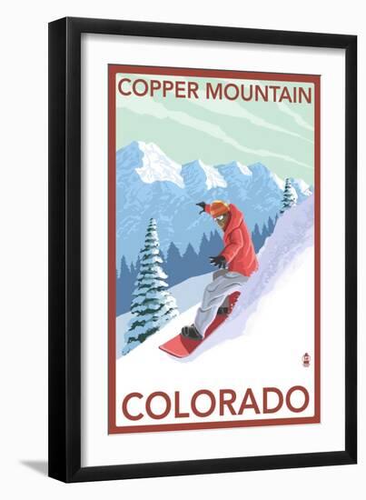 Copper Mountain, Colorado - Downhill Snowboarder-Lantern Press-Framed Art Print