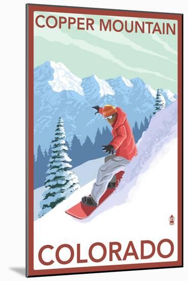 Copper Mountain, Colorado - Downhill Snowboarder-Lantern Press-Mounted Art Print