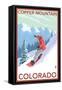 Copper Mountain, Colorado - Downhill Snowboarder-Lantern Press-Framed Stretched Canvas