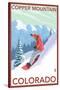 Copper Mountain, Colorado - Downhill Snowboarder-Lantern Press-Stretched Canvas