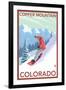 Copper Mountain, Colorado - Downhill Snowboarder-Lantern Press-Framed Art Print