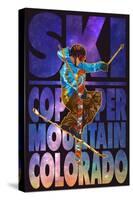 Copper Mountain, Colorado - Milky Way Skier-Lantern Press-Stretched Canvas