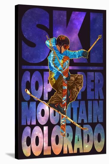 Copper Mountain, Colorado - Milky Way Skier-Lantern Press-Stretched Canvas