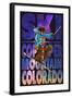 Copper Mountain, Colorado - Milky Way Skier-Lantern Press-Framed Art Print