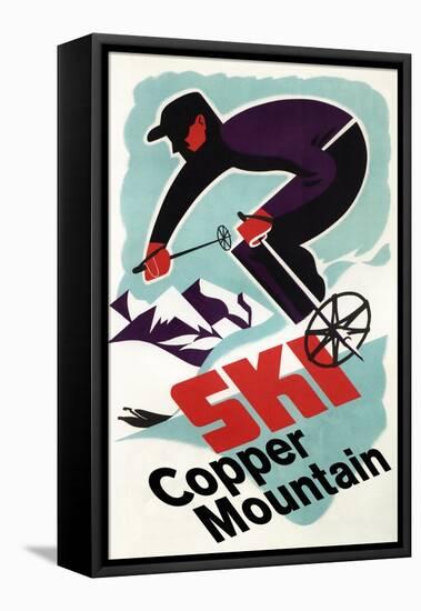 Copper Mountain, Colorado - Retro Skier-Lantern Press-Framed Stretched Canvas