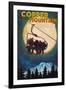 Copper Mountain, Colorado - Ski Lift and Full Moon-Lantern Press-Framed Art Print