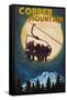 Copper Mountain, Colorado - Ski Lift and Full Moon-Lantern Press-Framed Stretched Canvas