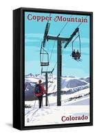 Copper Mountain, Colorado - Ski Lift Day Scene-Lantern Press-Framed Stretched Canvas