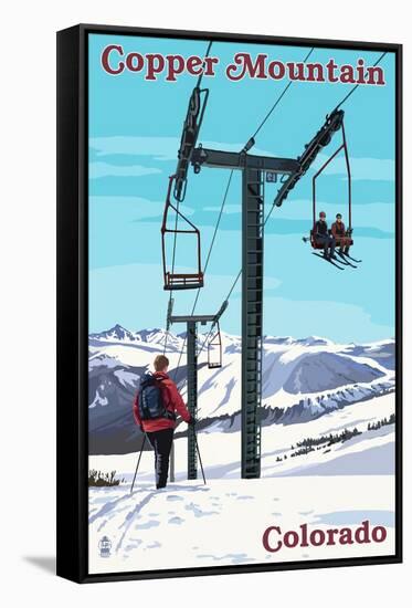 Copper Mountain, Colorado - Ski Lift Day Scene-Lantern Press-Framed Stretched Canvas