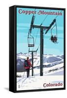 Copper Mountain, Colorado - Ski Lift Day Scene-Lantern Press-Framed Stretched Canvas