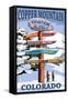 Copper Mountain, Colorado - Ski Signpost-Lantern Press-Framed Stretched Canvas