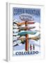 Copper Mountain, Colorado - Ski Signpost-Lantern Press-Framed Art Print