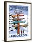 Copper Mountain, Colorado - Ski Signpost-Lantern Press-Framed Art Print