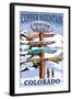 Copper Mountain, Colorado - Ski Signpost-Lantern Press-Framed Art Print