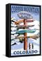 Copper Mountain, Colorado - Ski Signpost-Lantern Press-Framed Stretched Canvas