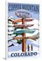 Copper Mountain, Colorado - Ski Signpost-Lantern Press-Framed Art Print