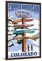 Copper Mountain, Colorado - Ski Signpost-Lantern Press-Framed Art Print