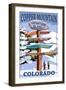 Copper Mountain, Colorado - Ski Signpost-Lantern Press-Framed Art Print