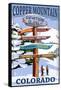 Copper Mountain, Colorado - Ski Signpost-Lantern Press-Framed Stretched Canvas