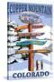 Copper Mountain, Colorado - Ski Signpost-Lantern Press-Stretched Canvas