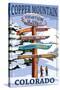 Copper Mountain, Colorado - Ski Signpost-Lantern Press-Stretched Canvas