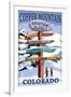 Copper Mountain, Colorado - Ski Signpost-Lantern Press-Framed Art Print