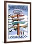 Copper Mountain, Colorado - Ski Signpost-Lantern Press-Framed Art Print