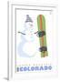 Copper Mountain, Colorado, Snowman with Snowboard-Lantern Press-Framed Art Print