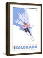 Copper Mountain, Colorado, Stylized Skier-Lantern Press-Framed Art Print