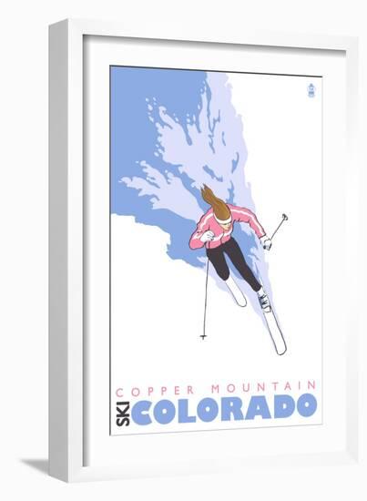 Copper Mountain, Colorado, Stylized Skier-Lantern Press-Framed Art Print