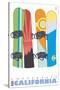 Coppervale, California, Snowboards in the Snow-Lantern Press-Stretched Canvas